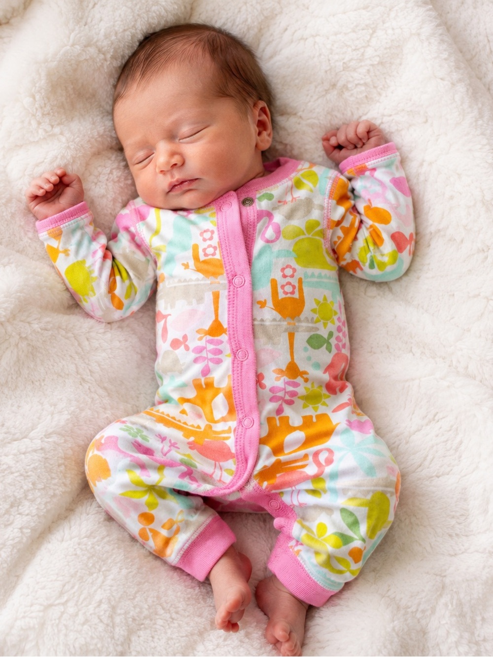 Carter’s Newborn Girls Animal Print Snap Romper Sleeper Pink NWT